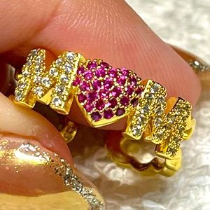 Gold over Sterling ring with pave rhinestones